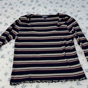Brandy Melville Multicolor Striped Long Sleeve Top